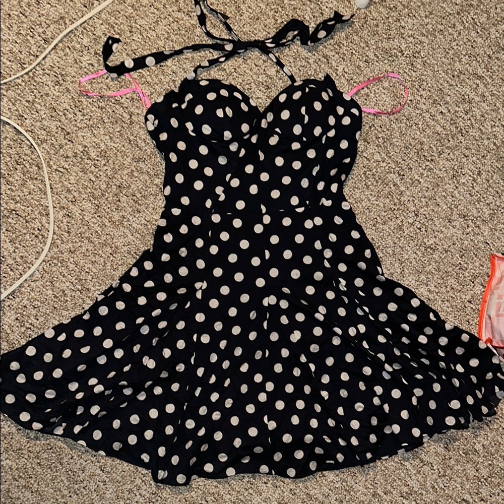 Betsey Johnson Navy Polka Dot Dress NWOT